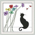 Awesocrafts Cross Stitch Kits, Black Cat and Flowers Easy Patterns Cross Stitching Embroidery Kit Supplies, Stamped or Counted (Cat, Stamped)...
