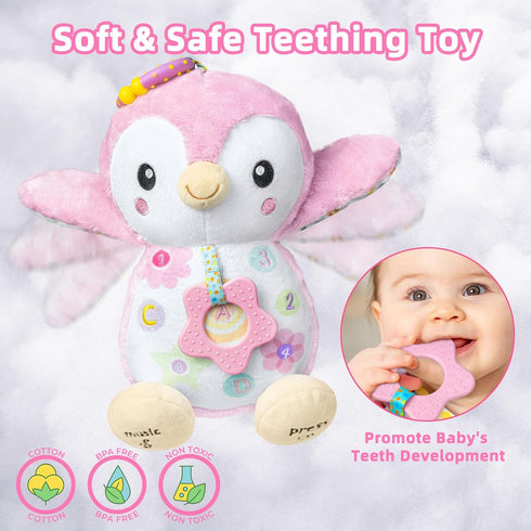 Penguin Baby Toys 0-6-12 Months,Stuffed Animal Plush Toy,Textured Hanging Ring,Rattles & Crinkle Sound Paper,Tummy Time Toys for Newborns Toys for...