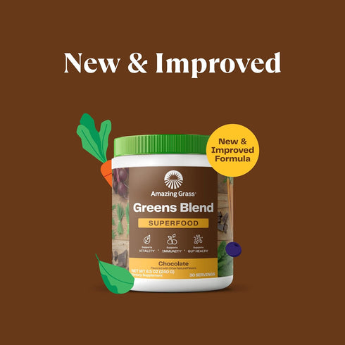 Amazing Grass Greens Superfood Powder: Greens Powder with Digestive Enzymes & Probiotics, Organic Spirulina, Chlorella, and Beet Root Powder, Choc...