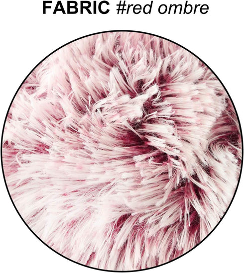 Uhomy 2 Packs Fluffy Accent Pillows Cover 20"x20", Soft Burgundy Ombre Faux Fur Throw Pillow Case, Modern Luxury Decorative Square Cushion Cover f...