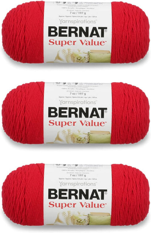 Bernat Super Value Yarn, 3 Pack, Berry 3 Count......