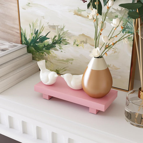 Pedestal Stand Wood Risers for Display Perfume Candle, Farmhouse Bathroom Decor Decorative Vanity Tray for Counter Sink Countertop Dresser Toilet ...