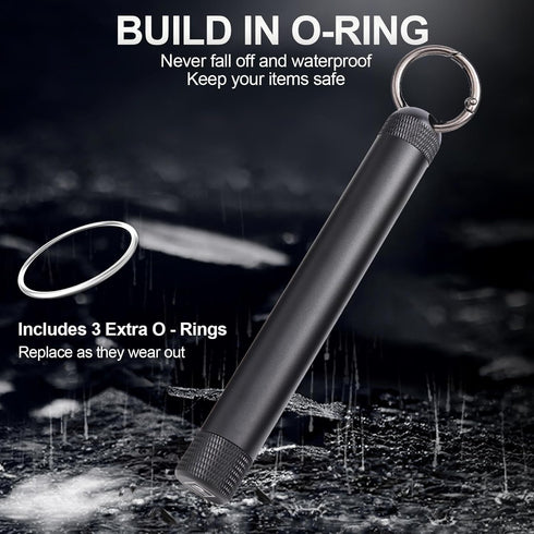 2 Pack Metal Storage Tube Container - Waterproof Holder Case Tube Container with Keychain, Safe for Money, Travel Items, Multitool EDC Every Day C...