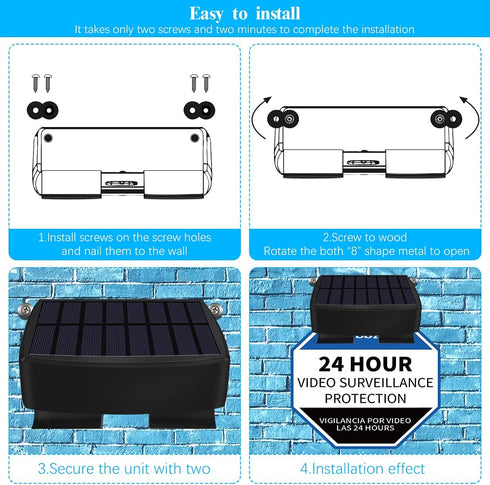 OOSSXX Solar Power Deck LED Light Clip-On Yard Security Sign Spotlight (Large Capacity Battery, Max14 Hours Working)...