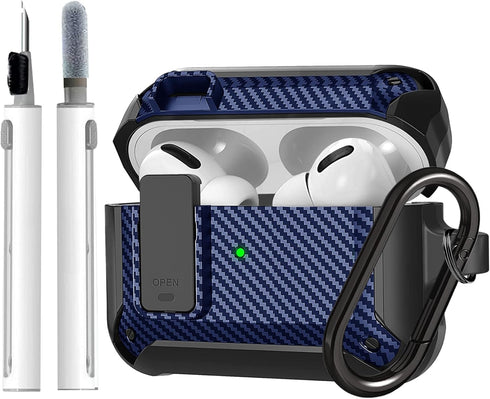 Airpods Pro Case Cover for Men Lock with Cleaner kit, Military Armor Series Full-Body AirPod Pro Case with Keychain Cool Air Pod Pro Shockproof Pr...