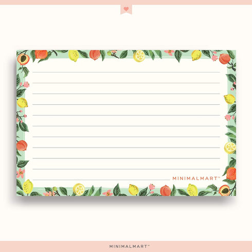 Lemon & Peach Recipe Cards 4" x 6" Recipe Cards- Thick Premium Card Stock With Kraft Paper Look | Ideal For Recipe Box Or Binder | Lots Of Space &...