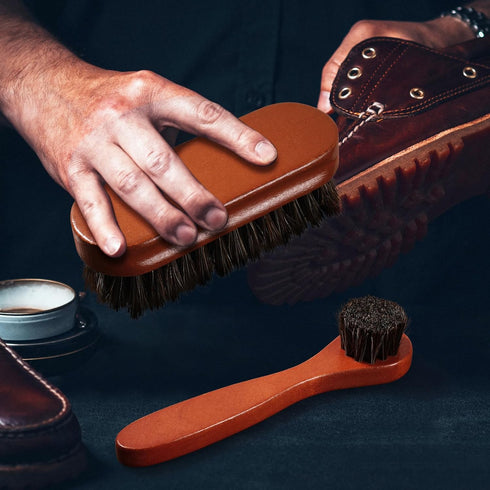 2 Pcs Horsehair Shine Shoes Brush Kit Polish Dauber Applicators Cleaning Leather Shoes Boots Care Brushes Suede Cleaner Brush(2 Pcs Style F)...
