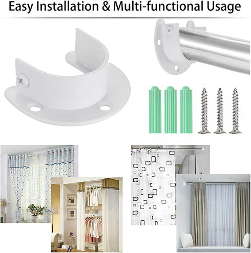 OwnMy 4 Packs Closet Rod End Supports Curtain Flange Rod Holder 1-1/2" Diameter, U Shaped Stainless Steel Closet Pole Sockets Opening Flange Rods ...