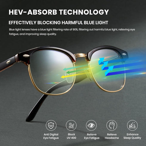 Cyxus Blue Light Glasses Men Retro Semi Rimless Clear Blue Light Glasses for Computer Eye Strain Gaming Glasses Anti Harmful Blue Light for Men Wo...