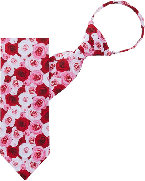 Jacob Alexander Men's Assorted Floral Roses Flowers Design Pre-Tied Zipper Neck Tie - White Pink Red...