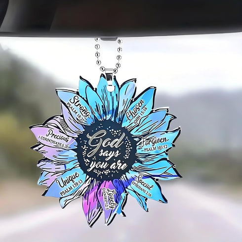 Flower Car Rearview Mirror Accessories, Creative Car Hanging Ornament, Unique Christian Jesus Car Pendant Charms for Home Decoration Keepsake Chri...