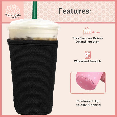 Baxendale Iced Coffee Sleeve Cups - 2 Pack - Neoprene Iced Coffee Sleeve - Medium 22-24oz (Tie Dye)...