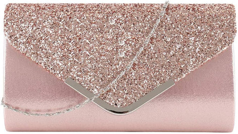 Womens Shiny Glitter Evening Clutch Envelope Handbag Chain Purse for Wedding Party Prom Gift for Mom Wife Girlfriend...