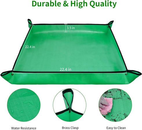 JJGoo Repotting Mat for Indoor Plant Transplanting, 29.5" X 29.5" Large Potting Mat Portable Gardening Mat Soil Mat, Thickened PE Waterproof Succu...