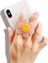 Cheerful Smiley Flower Phone Grip - Bright, Expandable, Collapsible - Comfortable Touch, Secure Grip (Pink)...