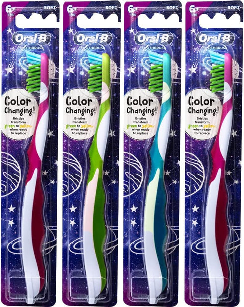 Oral-B Pro-Health Junior CrossAction Galaxy Toothbrush, Ages 6+, Soft - Pack of 4...