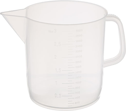 Globe Scientific 601159-1 Polypropylene Short Form Beaker with Handle, Molded Graduations, 3000mL Capacity...