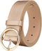 41X1.3 Inch Women Fashion PU Leather Belt Casual Waist Belt with Round Metal Buckle...