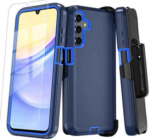 Qinmay Phone Case for Samsung Galaxy A25 5G Case with HD Screen Protector, Samsung A25 5G Case Durable Shockproof 3-Layer Cover for Galaxy A25 5G ...