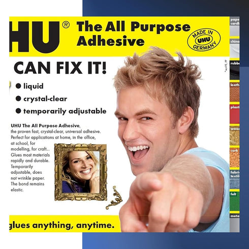 UHU All Purpose Adhesive, Fast, Strong, Crystal-clear, Adjustable, Permanent, Transparent, 125 ml Tube, Pack of 2...