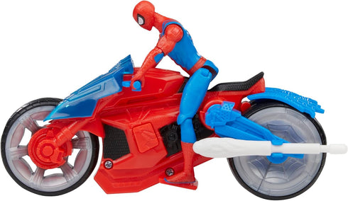 Marvel Spider-Man Web Blast Cycle, 4-Inch Action Figure with Vehicle and 2 Web Projectiles, Kids Playset for Ages 4 and Up...