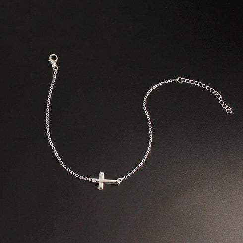 Boho Cross Anklet Bracelet Silver Crucifix Ankle Chain Cross Pendant Foot Chain Minimalist Summer Beach Anklet Foot Jewelry Gifts for Women Girls...