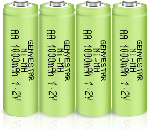 Rechargeable AA Battery NIMH 1.2V Double A 1000mAh 4 Pack Rechargeable AA Batteries Pre-Charged Solar Batteries Low Self Discharge for Solar Light...