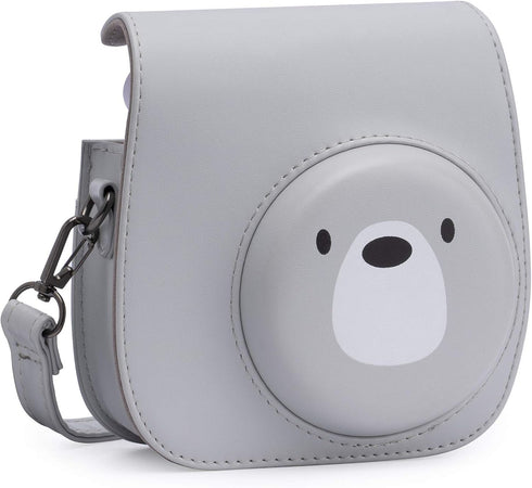 Frankmate Protective Case for Fujifilm Instax Mini 12 11 Instant Camera - Premium PU Leather Bag Cover with Removable Adjustable Strap (Cute Bear)...
