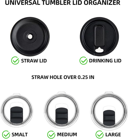 Tumbler Lid Organizer, Self-Adhesive or Drilled Tumbler Lid Hooks for Yeti Tumblers/Stanley Tumblers/Simple Modern Tumbler Lids for Kitchen Organi...