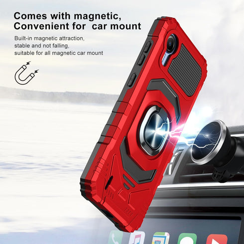 TJS Compatible for Cricket Debut S2 Case, AT&T Calypso 4 Case, Metal Ring Magnetic Support Kickstand Heavy Duty Drop Protection Cover Phone Case (...