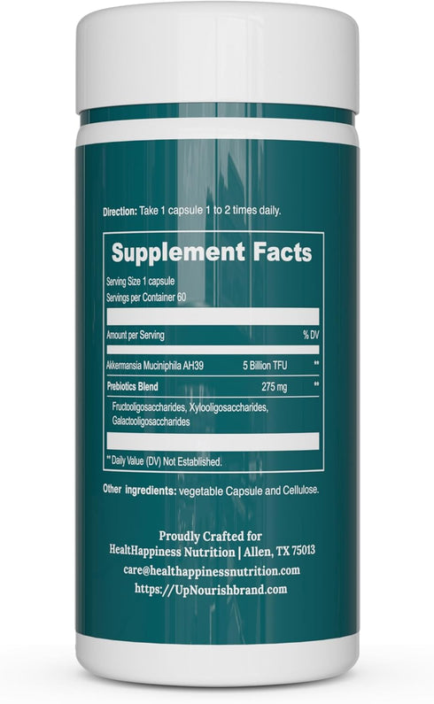Akkermansia Muciniphila Probiotics for Digestive Health - 5 Billion TFU Akkermansia Probiotic for Leaky Gut Repair and Immunity, Prebiotics and Pr...