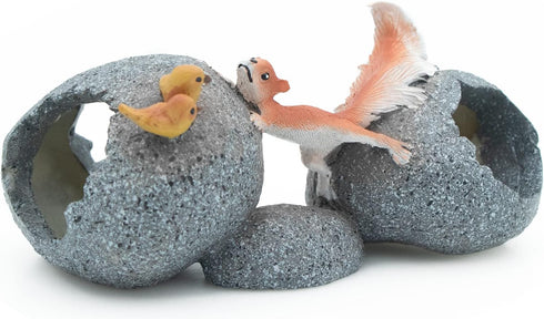AQUA KT Aquarium Landscape Cichlid Stone Fish Hideout Rock Betta Cave Double Cave Design Dinosaur Eggs Shape Recommended for Fish Tank Decoration...