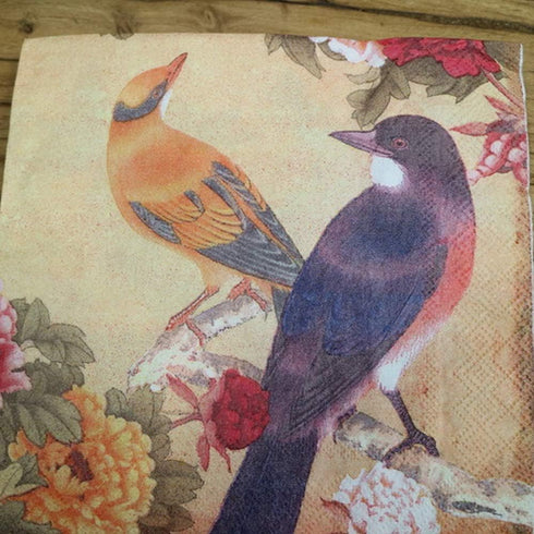 Decorative Disposable Napkins Floral Pattern Birds Printing Decoupage Paper For Dinner Tableware 20 Count...