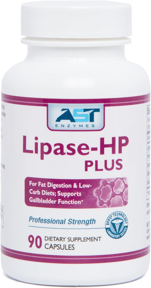AST Enzymes Lipase-HP Plus – 90 Vegetarian Capsules - Digestive Enzymes for Fatty Foods – Keto Diet Digestive Enzyme Formula...