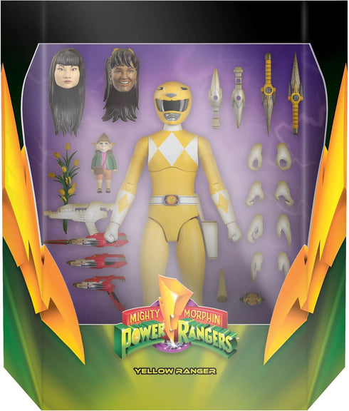 Super7 ULTIMATES! Mighty Morphin Power Rangers Yellow Ranger - 7" Power Rangers Action Figure with Accessories Classic TV Show Collectibles and Re...