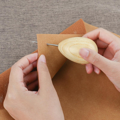 Lineco Wooden Ball Handle Awl. Extra-Heavy Duty, Comfortability and Good Control, Thin Point for Sewing...