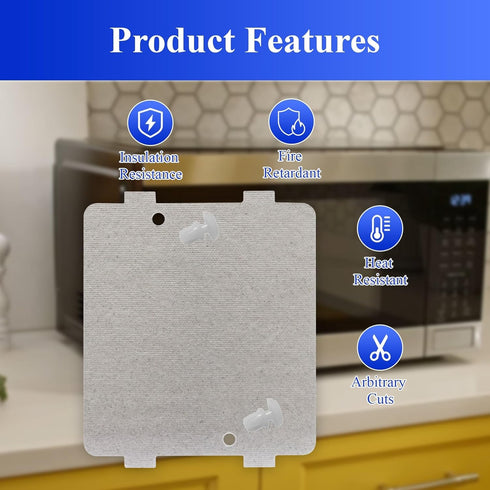 WB39X10034 & 262100100006 Microwave WaveGuide Mica Cover with 2 Pack Locking Button Rivet, Fit for General Electric (GE) Microwave, 3-7/8 x 4-1/4 ...