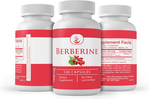 Pure Original Ingredients Berberine, (100 Capsules) Always Pure, No Additives Or Fillers, Lab Verified...