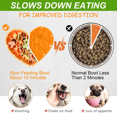 Silicone Slow Feeder Dog Bowls & Cat 2-in-1 Puzzle Dog Bowls Pet Food Bowls Encourages Slow Eating Lick Mat Design, Reduces Gulping, Dishwasher Fi...