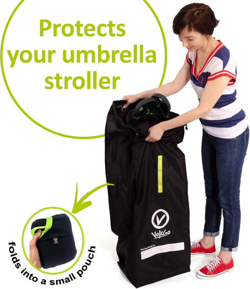 V VOLKGO Stroller Bag for Airplane, Large Cover for Airtravel, Jogger & Umbrella Stroller Cover for Travel - Fits Most Sizes, Gate Check Bag, Heav...