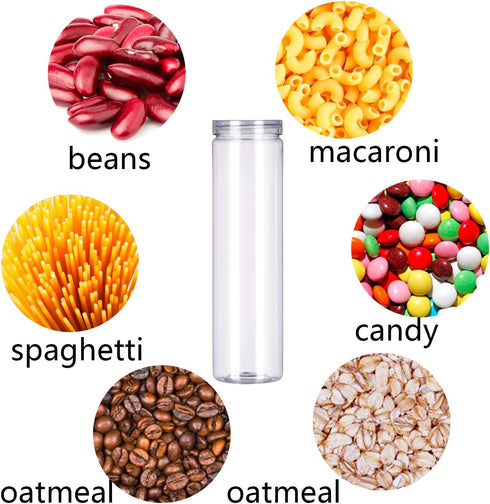 FEOOWV Set of 3Pcs Clear Plastic Food Storage Jar with Lid, Round Transparent Skinny Storage Container for Spaghetti, Pasta and Dry goods(2.1" Dia...