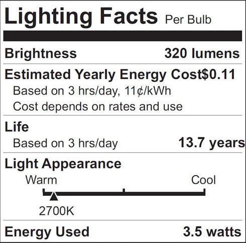 Promotion 2PK LED T10 3.5W, 25W/120V Incandescent Equivalent, Completely Traditional T10 Shape Glass Bulbs(3.5Wx2PCs)...