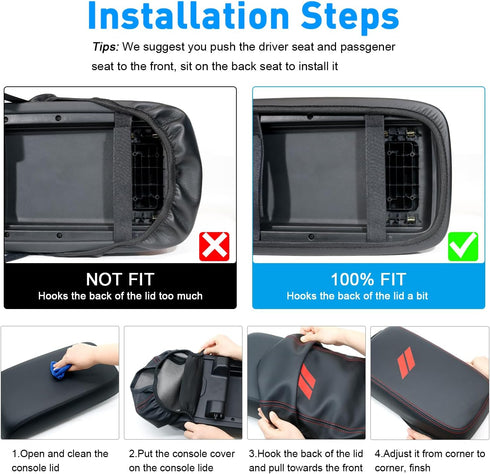 for Dodge Charger Center Console Cover 2024 2023 2022 2021-2011 for Chrysler 300 2022-2015 Leather Armrest Cover Seat Console Box Lid Protector In...