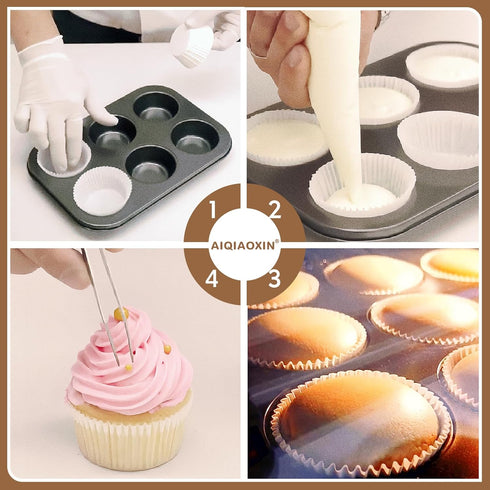 500pcs Standard white cupcake liners for baking,food grade cupcake wrappers,non-stick, greaseproof parchment muffin liners,by Bake Choice (500PCS ...