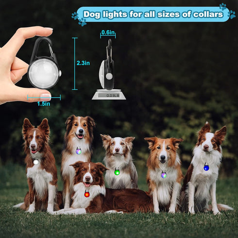 4 Modes Dog Lights for Night Walking, IP68 Waterproof Dog Collar Light, High Capacity Rechargeable Collar Lights for Night Time Clip On, Small and...