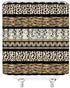 Brown Leopard Print Shower Curtain Cheetah African Animal Leopard Skin Print Geometric Stripes Patchwork Creative Art Bathroom Decor Fabric Curtai...