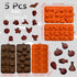 5PCS Halloween Themed Silicone Molds,Acxydm 70 Cavity 3D Skeleton Pumpkin Ghost Bat Tomb Spider Shape Halloween Chocolate Mold,Halloween Silicone ...