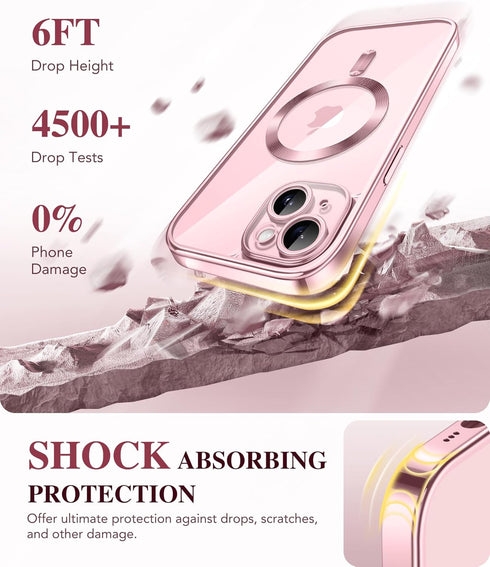 BERFY Magnetic for iPhone 15 Case Compatible with Magsafe, Full Body Rugged Case Built-in 9H Tempered Glass Screen Protector & Full Camera Protect...
