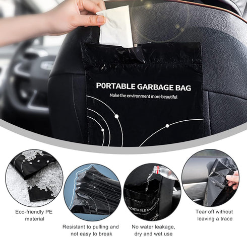 Disposable Trash Bags for Cars, Vomit Bags Pack of 40, Portable Drawstring, Paste Dual-Use Self Adhesive Cleaning Bags, Easy Stick on and Hanging,...
