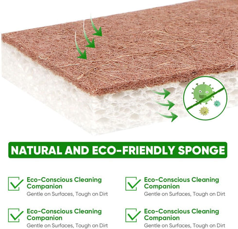 HOMEXCEL Natural Scrub Sponges Kitchen 24 Pack, Non-Scratch Cleaning Sponges for Dishes, Cellulose Sponges Safe on Non-Stick Cookware, Dual Sided ...